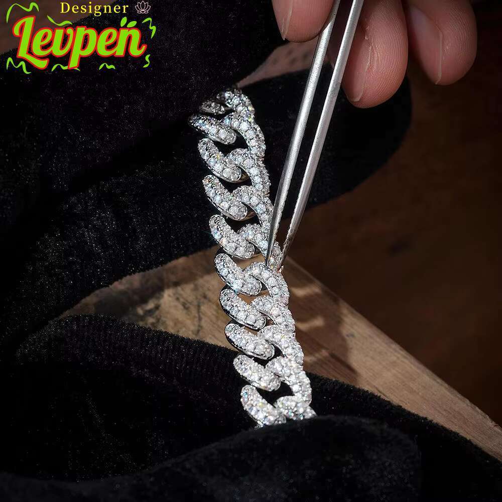 White 6mm 8mm 10mm 12mm Gold 925 Sterling Silver VVS Moissanite Diamond Cuban Link Chain Men Women GRA Jewelry Bracelet Necklace OACOCA