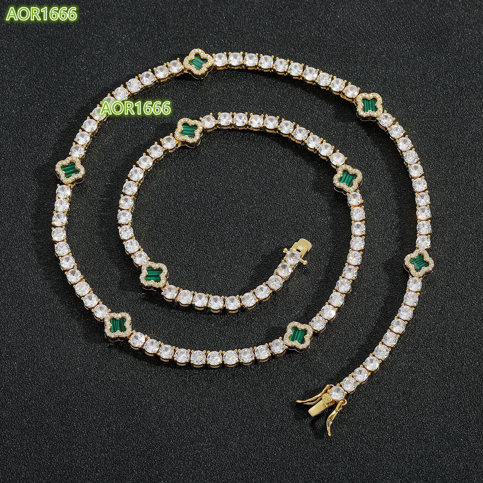 4mm tennis chain flower bracelet necklace 925 silver moissanite tennis necklace ladies fashion hip hop jewelry