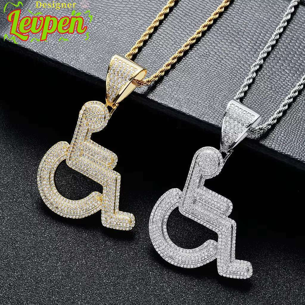 Designer Levpe VVS Micro Paved Moissaniteia Iced Out Bling Wheelchair Hip Hop Personalized Brass Moissanite Pendants for Men Necklace