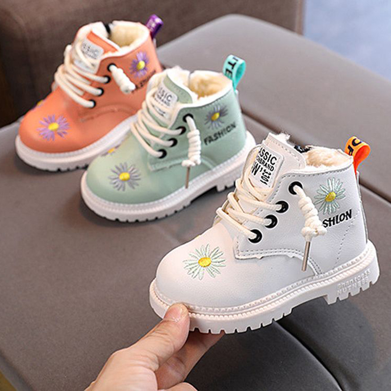 Kids Winter Cotton 2025 Fashion Toddler Plush Shoes Boys Warm Short Walkfashion Casual Girls Cute Side Zipper Snow Boots Sizes 21 - 30 dh1922389