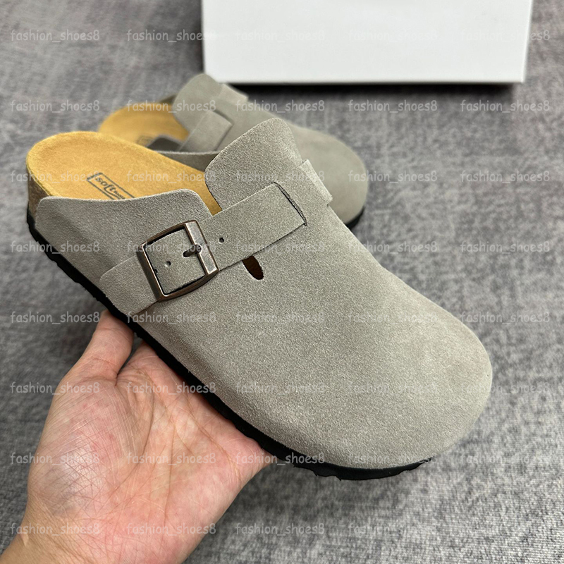 Designer Sliders Clog Pantoufles Femmes Hommes Sabots Sandales Été Casual Scuffs Beach Diapositives Véritables Appartements En Cuir Slip Sur Tail