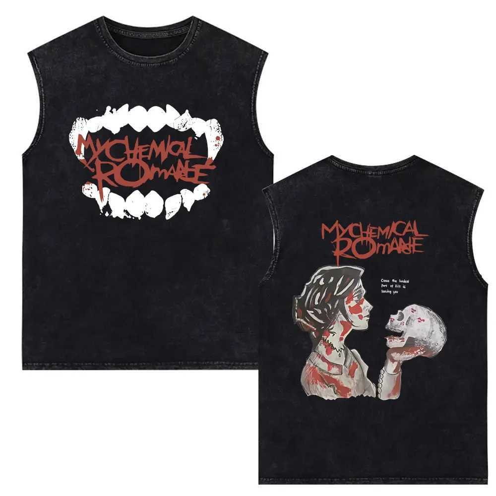 My Chemical Romance Vintage Washed Tank Tops Men Women Retro Punk Emo Rock Band Sleeveless Vest T Shirts Mens Oversized T-shirt X250821