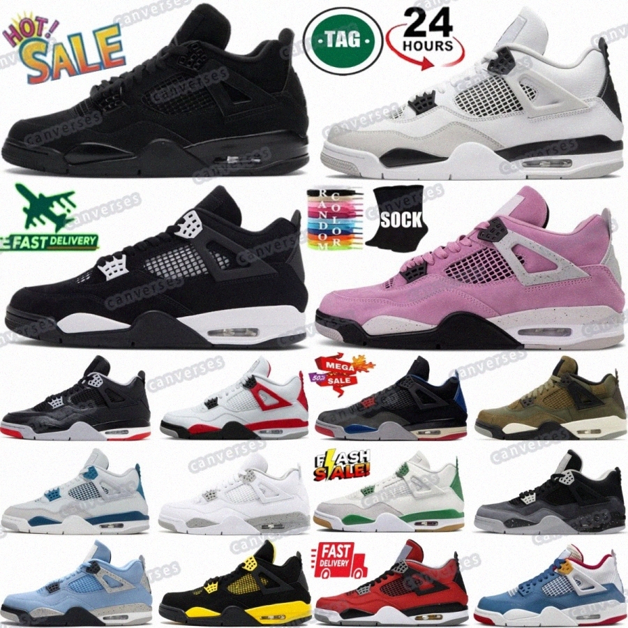 designer basketball j4 4s 4 shoes Thunder trainers White Military Cement black canvas cat Rare Fear Sapphire Navy Blue gold Red Wild Things women men #f9h3#