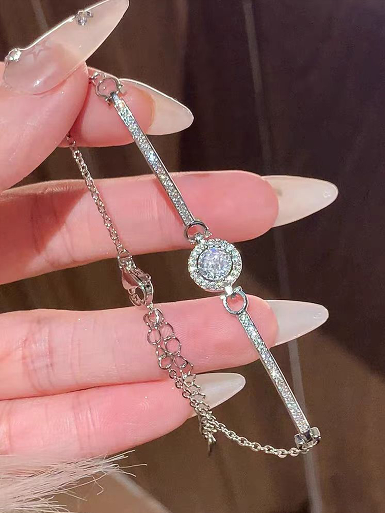 MT Adjustable Sterling Silver Bracelet with D VVS1 1ct Moissanite Pendants Setting, Moissanite bracelets Diamond-Alternative Gift for Women with Certi