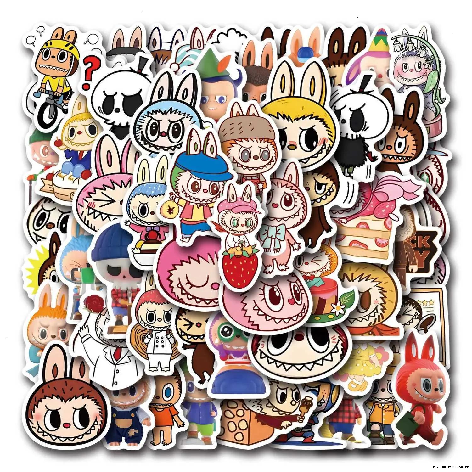 Labubu 50PCS Monster Cartoon Stickers Pack Cute Water Bottle Laptop Skateboard Scrapbook Anime Accessories-p