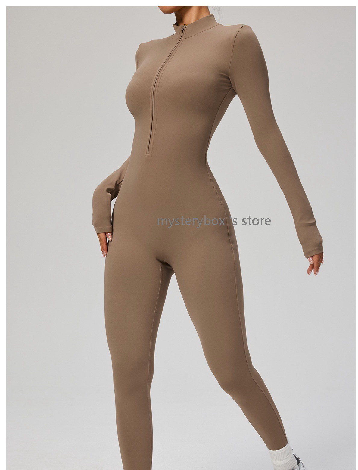 fashion Long Sleeved Exercise & Fitness Wear Yoga Outfits Zipper Yoga Jumpsuit Dance Fitness Tight Fitting Sports Cycling Clothes Mysterybox Store