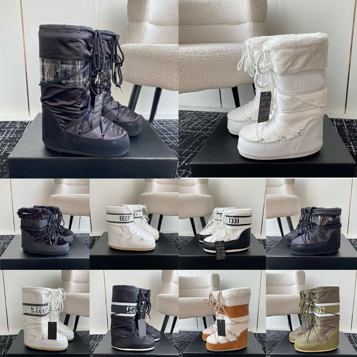 Moon Boot Casual Park Icon Casual Shoes Womens Platform Designer Boots Classic Snow Rubber Sole suede Fur booties Furry thigh high Mini ankle Winter