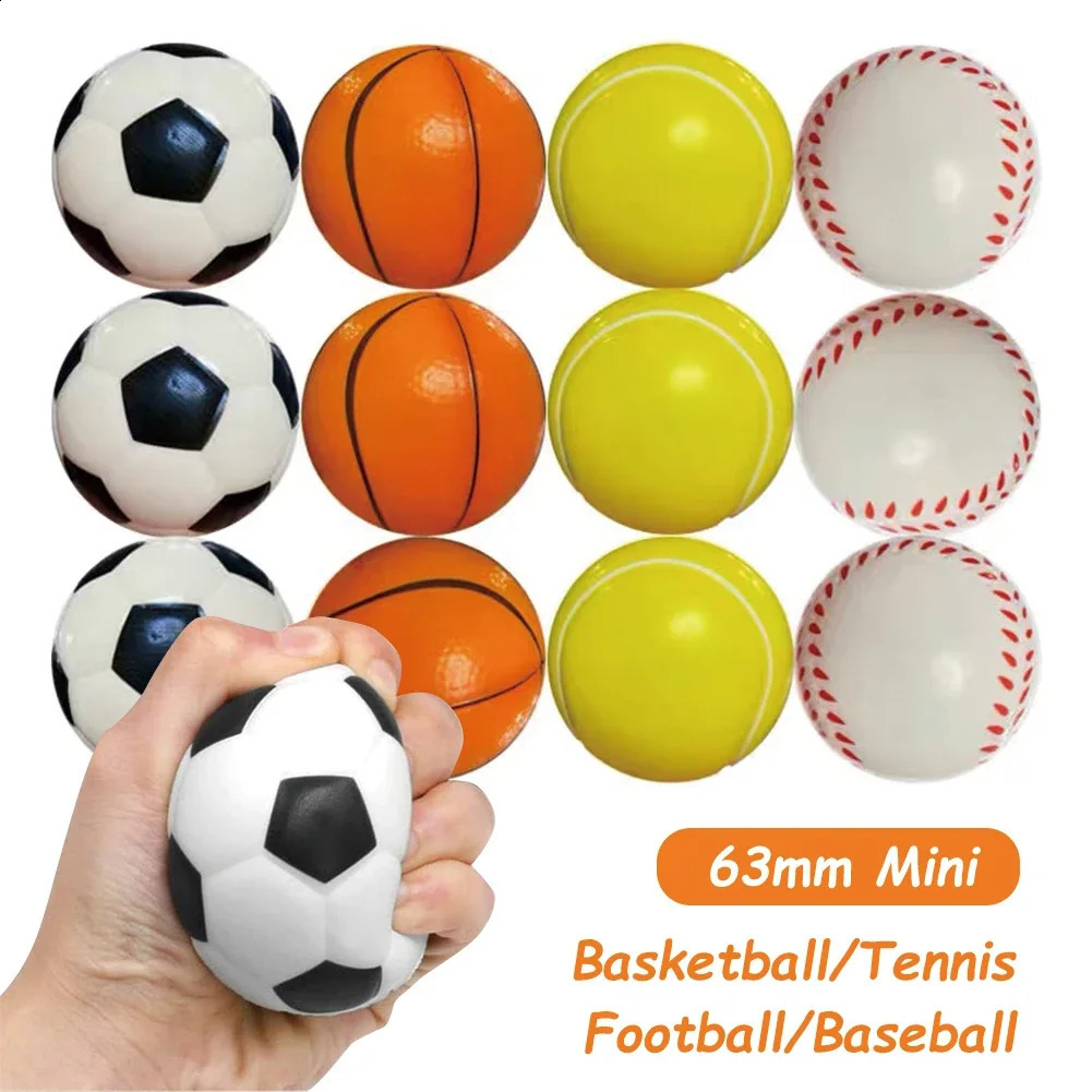 3Pcs 6m Children Soft Football Basketball Baseball Tennis Toys Foam Sponge Decompression Vent Stress Balls Soccer Anti Stress250820