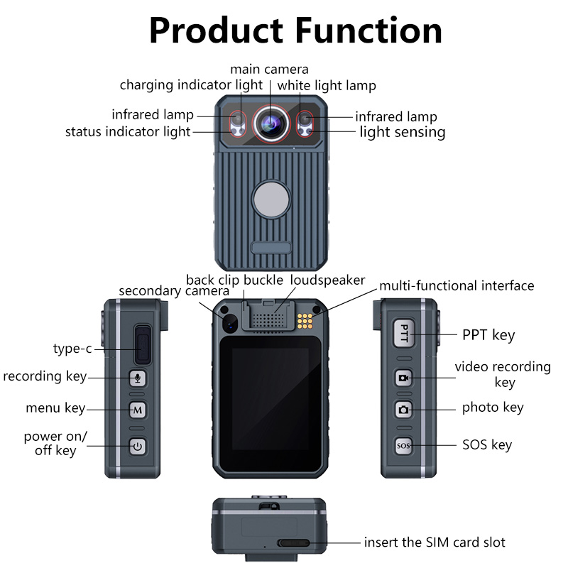 Portable Body Worn Camera with GPS Beidou Dual-mode Positioning WiFi 6 IP68 Ultra-long Battery Life for Service Industry Logistics Manufacturing Indus