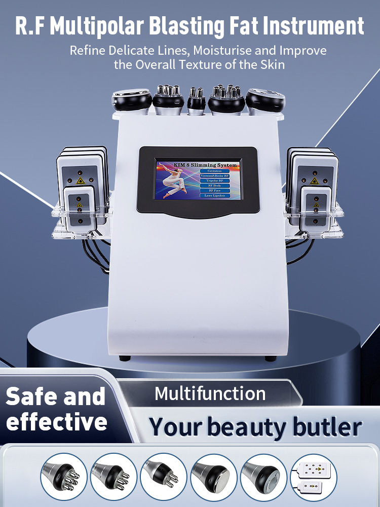 6 In 1 40K Ultrasonic Cavitation Vacuum Radio Frequency Laser 8 Pads Lipo Laser Slimming Machine for Home Use Spa