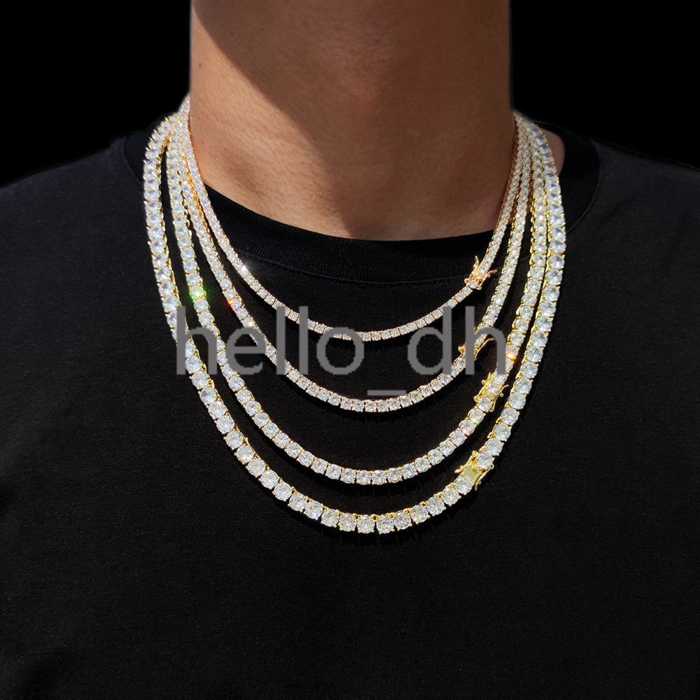 Hip Hop Choker Jewelry Tennis Chain Necklace for Women Iced Out moissanite Stone Tennis Necklace