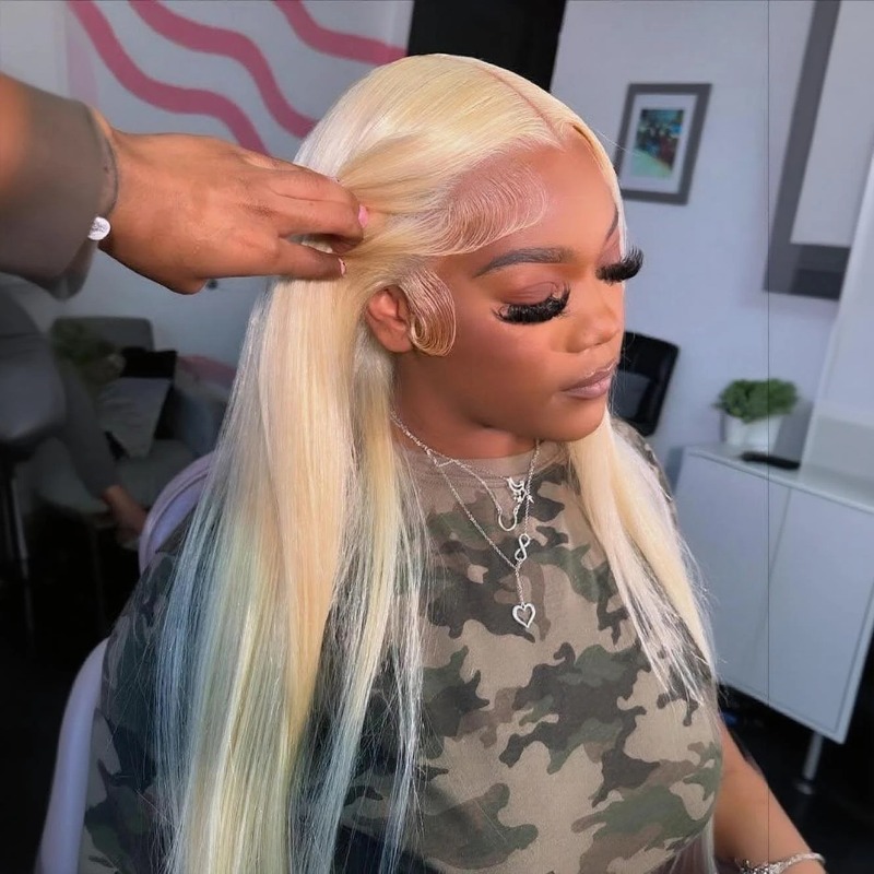 613 HD Lace Frontal Wig Blonde High Density HD Transparen Colored Straight Human Hair Wigs 13x4 HD Lace Frontal Wear And Go Wig For Black Women
