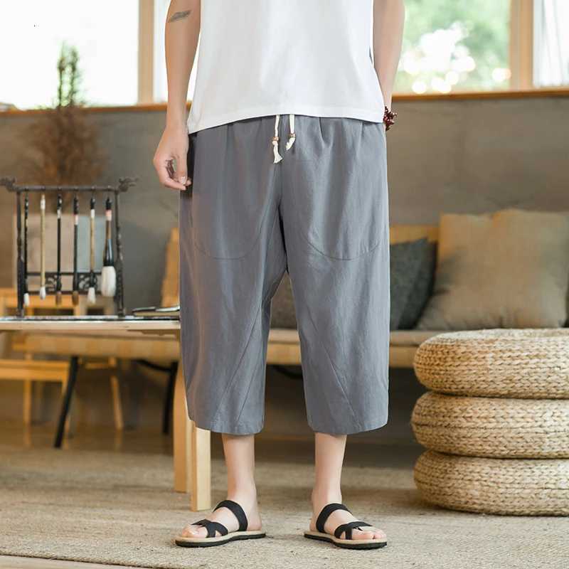 Summer Mens Calf-Length Pants Solid Chinese Style Casual Harem Pants Loose Jogger Sweatpants Hip Hop Streetwear Mens Trousers XJ250821 - view 4