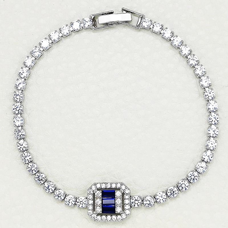 Ladies' Multicolor Diamond Accent Bracelet - Hollow Design Available in Blue/Green/Red