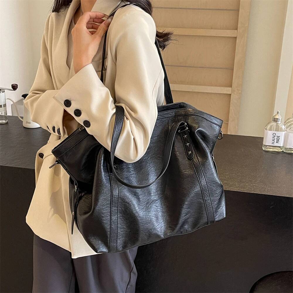 Autumn New Women s Crossbody Bag Tote Bag Soft PU Leather Solid Color Large Capacity Shoulder Bag Women s Shoulder Bag Autumn New Designer Bag