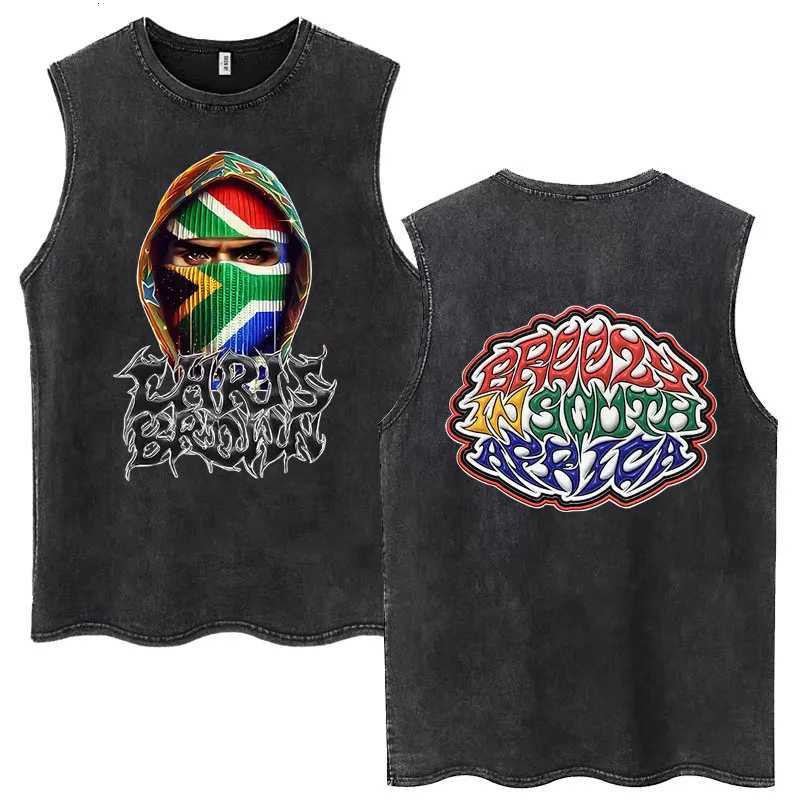 Chris Brown Breezy Bowl XX Tour Washed Tank Tops Fashion Hip Hop Vintage Hipster T-Shirts Men Women Loose Cotton Sleeveless Tees X250821