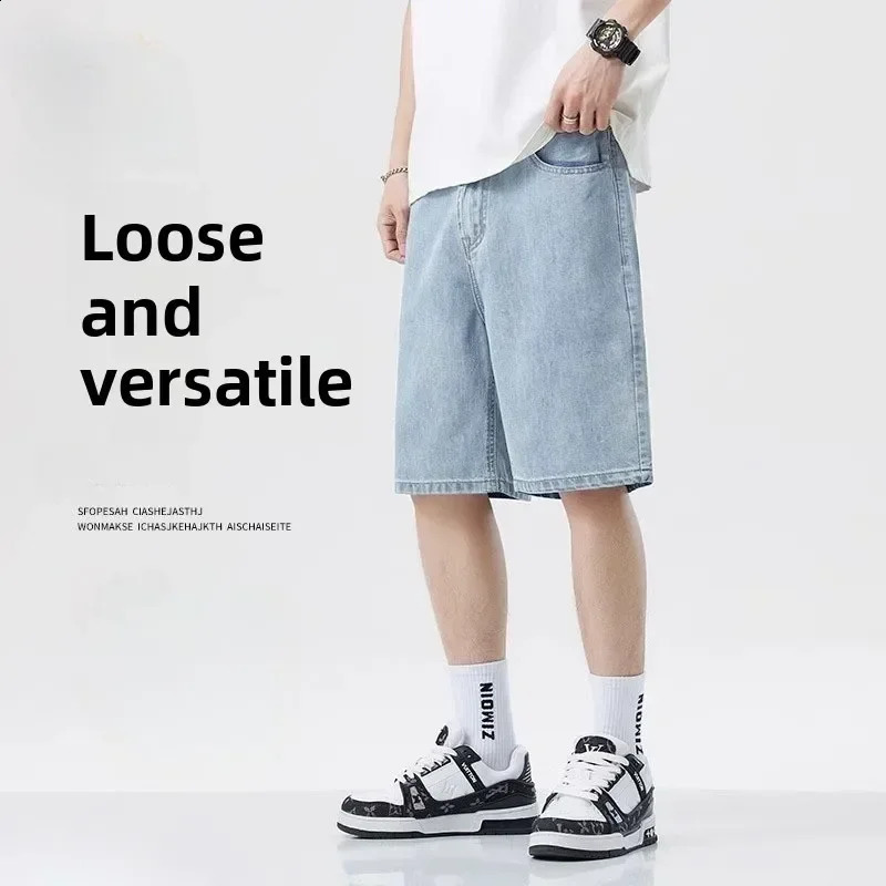 2025 Summer Classic Shorts Jeans Men Denim Pants Straight Stretch Casual Cool Thin Knee Length Blue Fashion Daily Trousers 250820