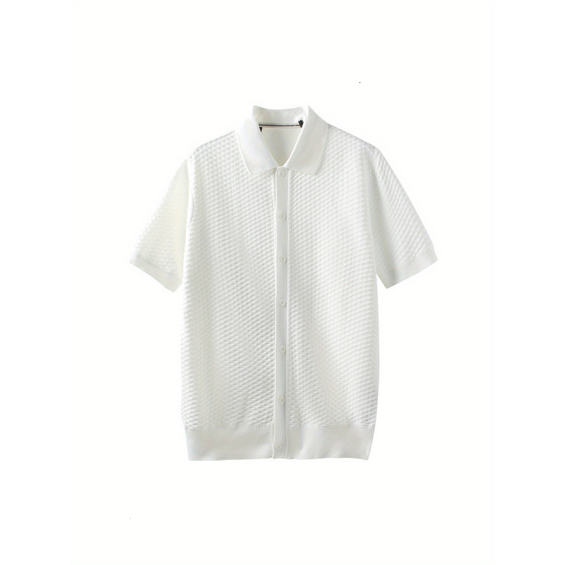 Men's Sports Casual Short Sleeve Shirt Breathable Knitted Fabric, Suitable Hiking, Outdoor Daily Wear - Machine Washable Essential for Spring, Su