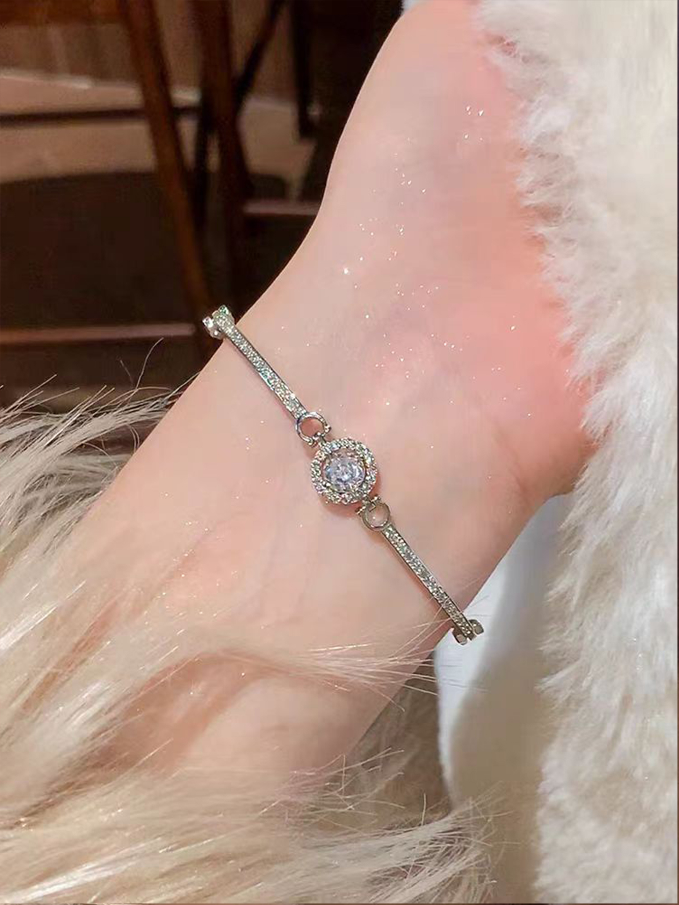 MT Adjustable Sterling Silver Bracelet with D VVS1 1ct Moissanite Pendants Setting, Moissanite bracelets Diamond-Alternative Gift for Women with Certi