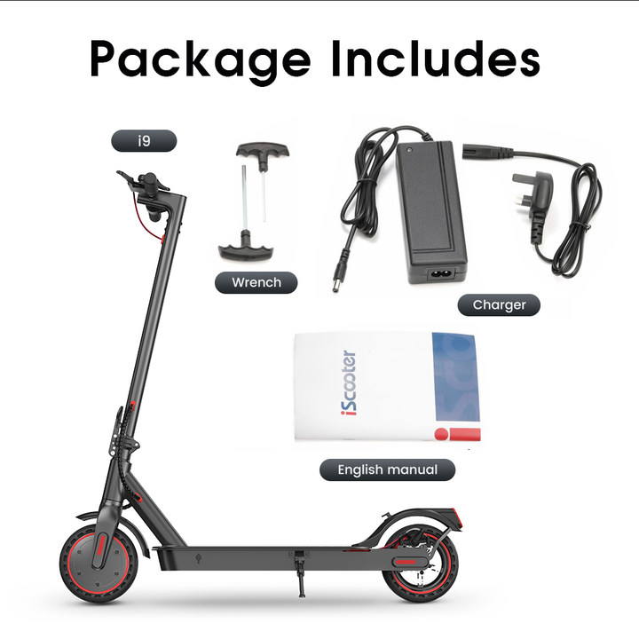 iScooter i9 Electric Scooter 350W Motor, 30km/h Max Speed, 8.5" Honeycomb Tires, 7.5Ah Battery, APP Bluetooth, E-ABS+Disc Brake, LED Display, IP5