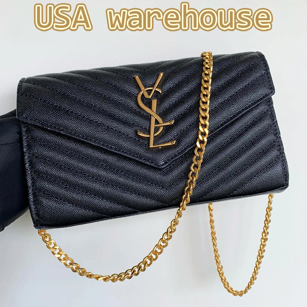 Shoulder Bags Luxur Designer bags Envelope Chain bagCaviar Cross body bag Shoulder Handbags Matelasse Leather Brand Classic Gold Silver Sign Woman black wallet