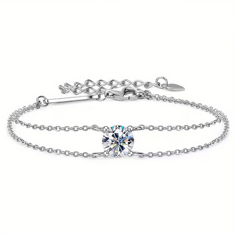 MT Exquisite Moissanite Bracelet for Women - 14K White Gold Plated 925 Sterling Silver Bracelet, Perfect Anniversary Birthday Gift High quality Factor