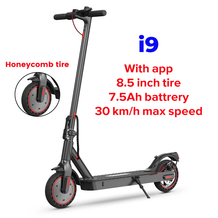 iScooter i9 Electric Scooter 350W Motor, 30km/h Max Speed, 8.5" Honeycomb Tires, 7.5Ah Battery, APP Bluetooth, E-ABS+Disc Brake, LED Display, IP5