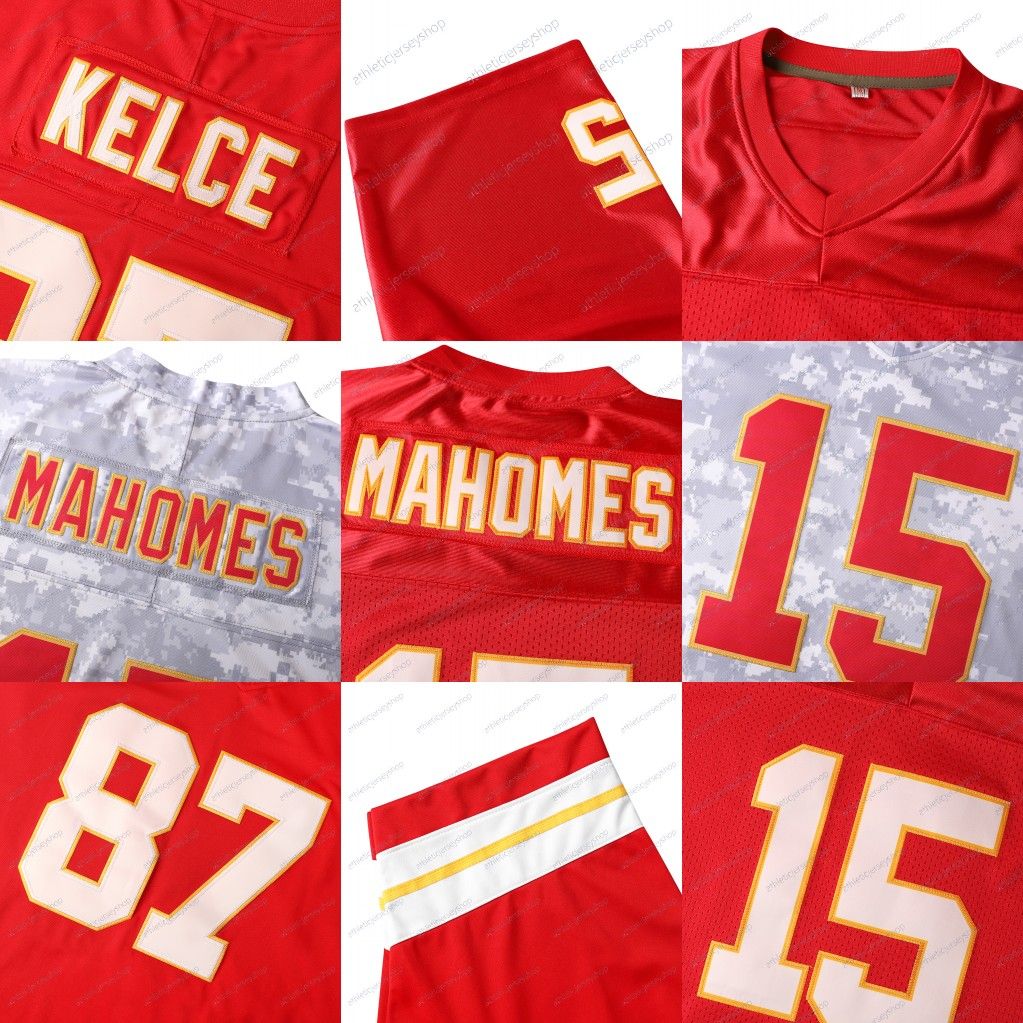 15 Mahomes Football Jerseys Kelce Embroidery Custom Oladokun Kelce McKinnon Prince Moore Powell Rice Ross Toney Watson Anudike-Uzomah Bushman Humphrey Smith Jones