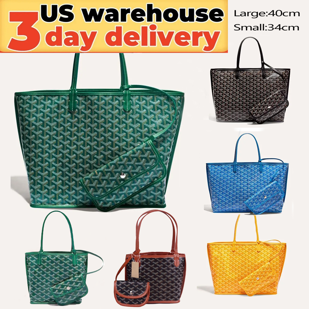 Leather Tote Bag with Wallet - Designer Shoulder Handbag for Womens Luxury Designer Bag Handbag Double Sided Goy Womens Casual Tote Shopping Fashion Travel Bag