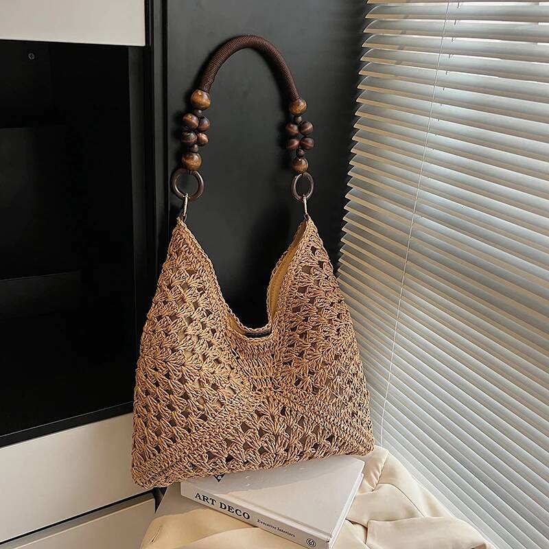 Autumn New Women s Shoulder Bag New Large Capacity Women s Woven Handbag Fashionable Grass Woven Bag Casual Commuting Bag Autumn New Designer Bag