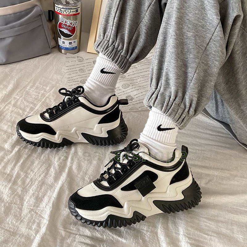 Casual Designer Shoes Chunky Trainers Womens Sneakers Fashion Khaki Black Durable Non-Slip Thick Soles Daily Training Women Shoes Size 35-40