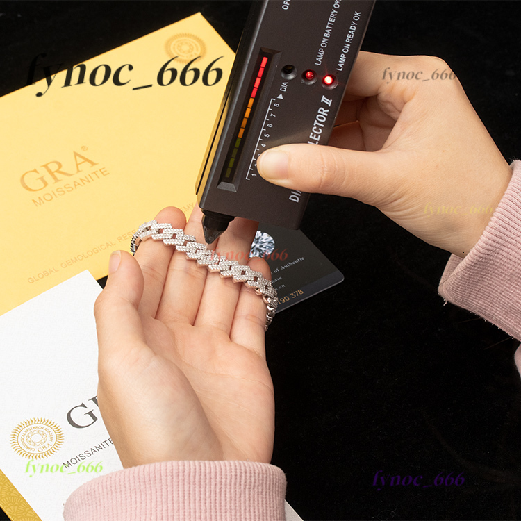 Fine Jewelry 925 Sterling Silver Moissanite Cuban Bracelet Hiphop Cuban Link Chain 8mm-20mm VVS Moissanite Cuban Chain