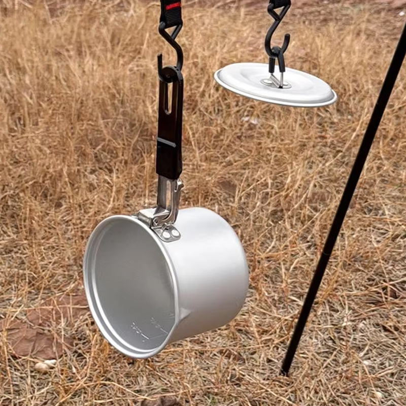 Portable Single Pot Dinnerware for Outdoor Mountain Camping Self-Driving Folding Pot Practical Features for Barbecue Boiling