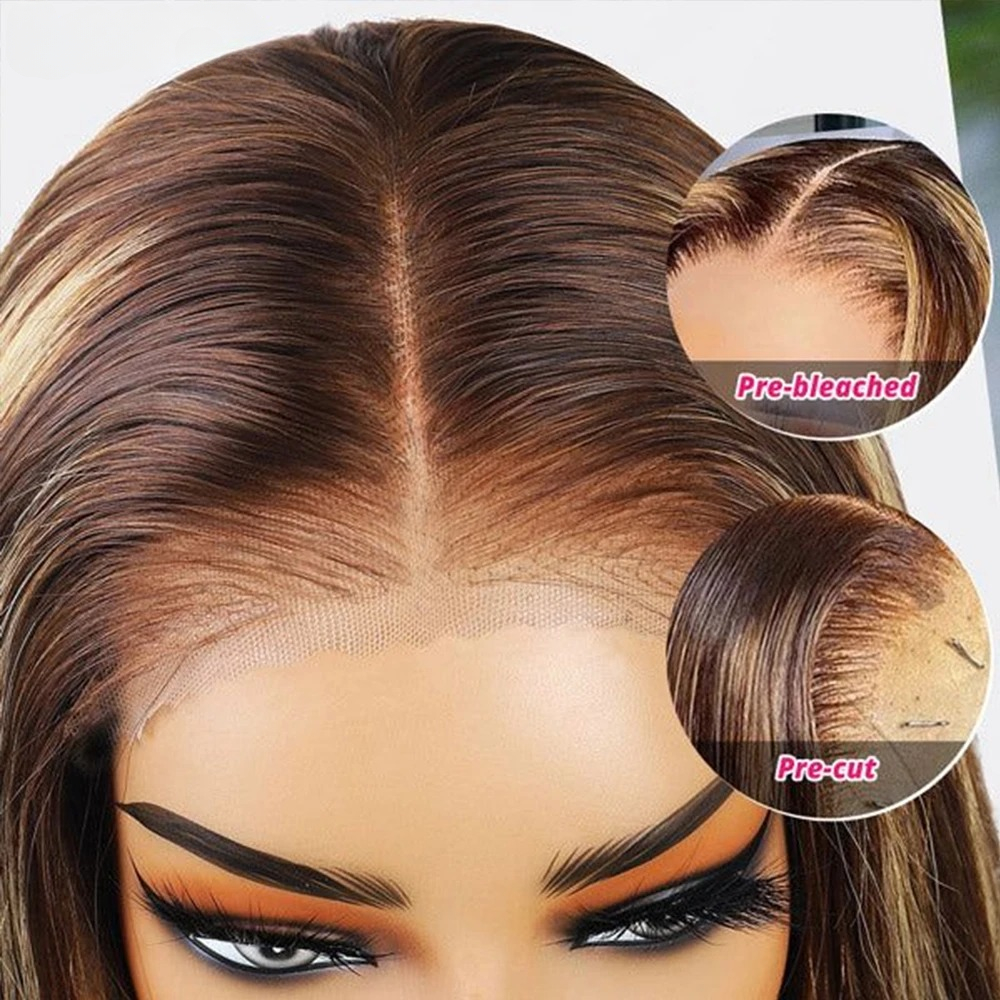 Highlight Wigs Human Hair High Density 13x6 Lace Frontal Wig Straight Preplucked Hairline Colored Human Hair Wigs For Women Choice Cosplay