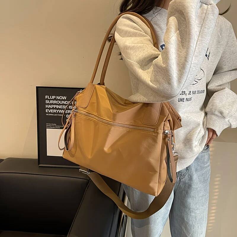Autumn New Women s Crossbody Bag Retro Nylon Solid Color Women s Shoulder Bag Large Capacity Commuting Handbag Autumn New Simple Designer Bag Luggage 
