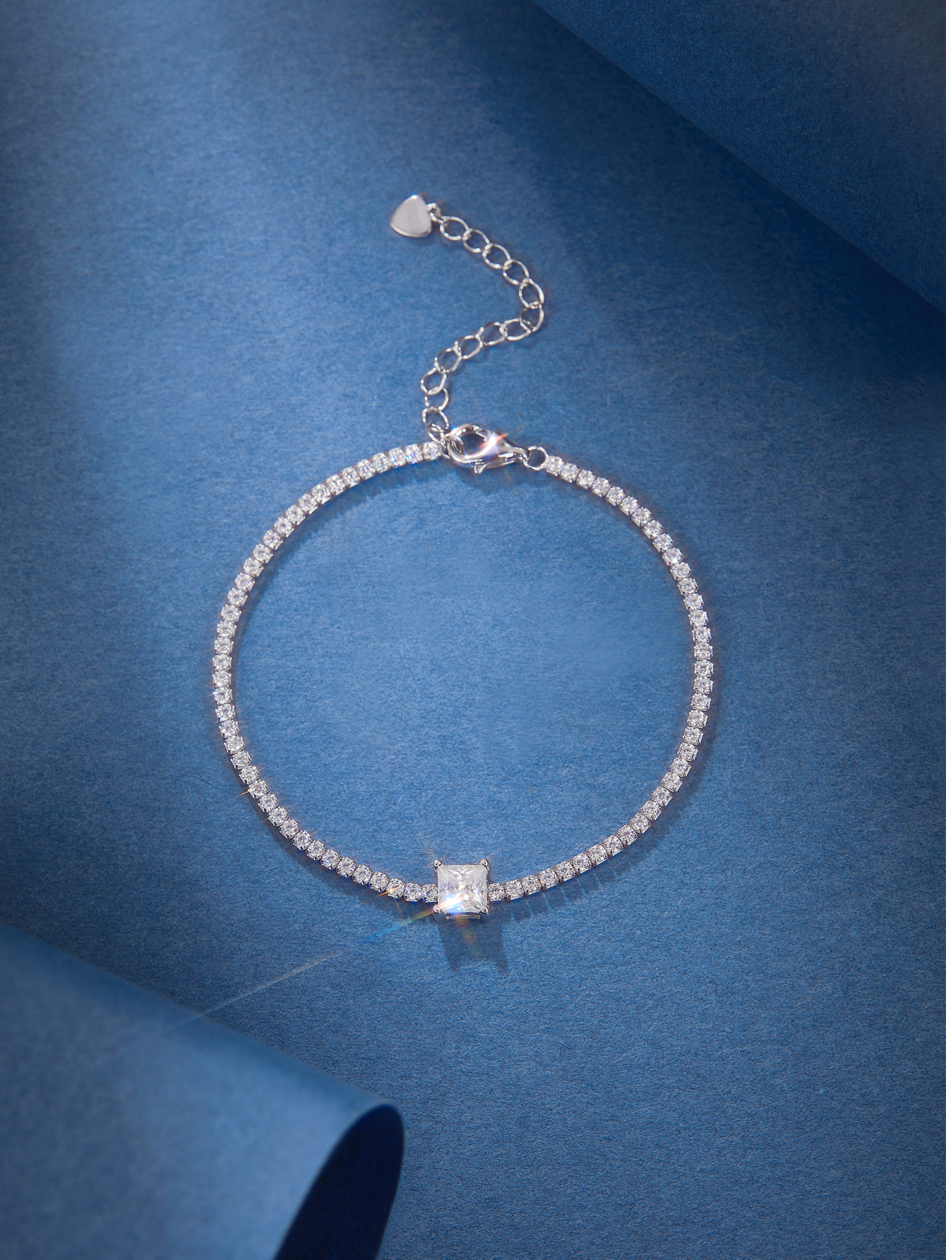 MT Lady Moissanite Bracelet D Color Lab-Created Diamond Bracelet, 18K Gold-Plated Sterling Silver Bracelet, Adjustable Chain, Jewelry Gift for Women W