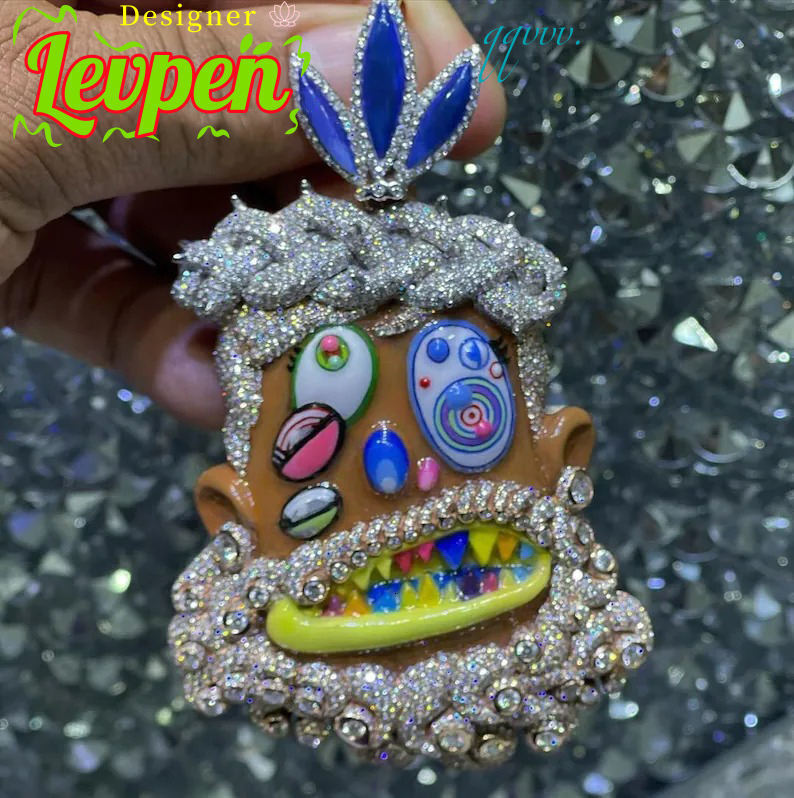 Travis Fashion Hip Hop Rapper Scott Funny Enamel Jesus Pendant Customized Iced Out Enamel Pendant Rapper Cartoon Jesus Pendaat OACOCA