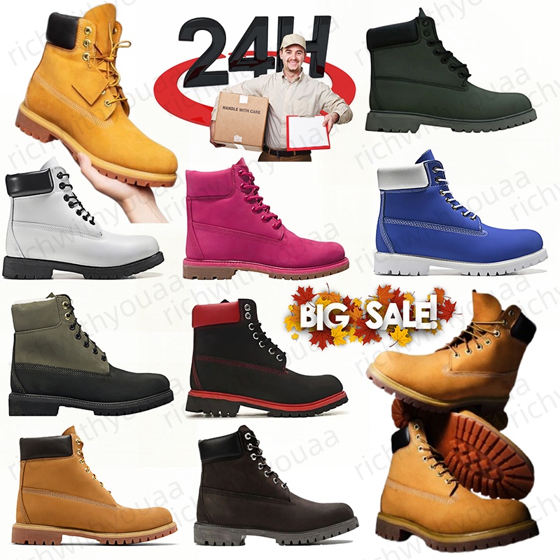 Fast delivery Designer men women fashion boots wheat black white brwon grey pink red army green blue Ankle mens trendy booties winter shoes 36-47