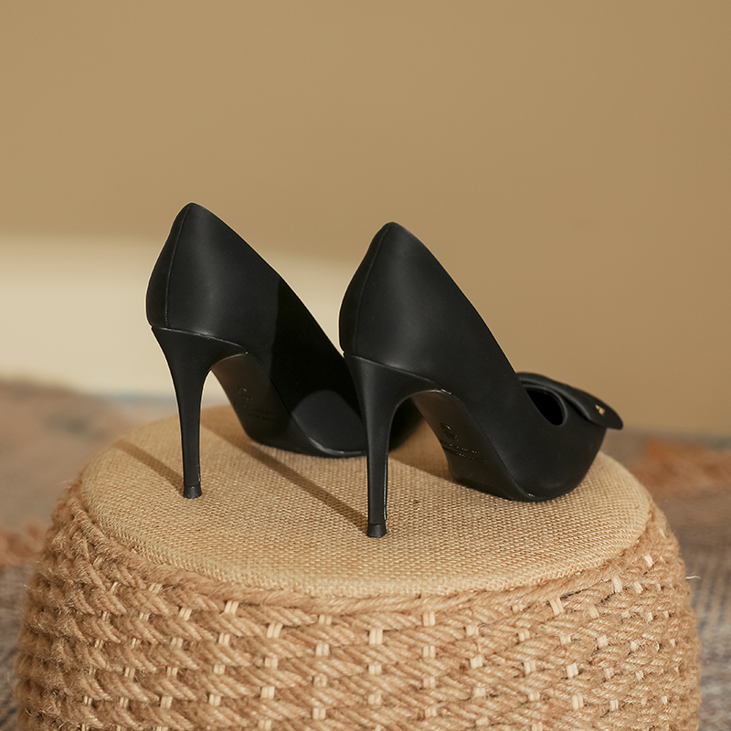 YUANLITONG Stylish Autumn Heels With Square Decor And Buckle Details Elegant Chic Pointed Toe High Heels Black