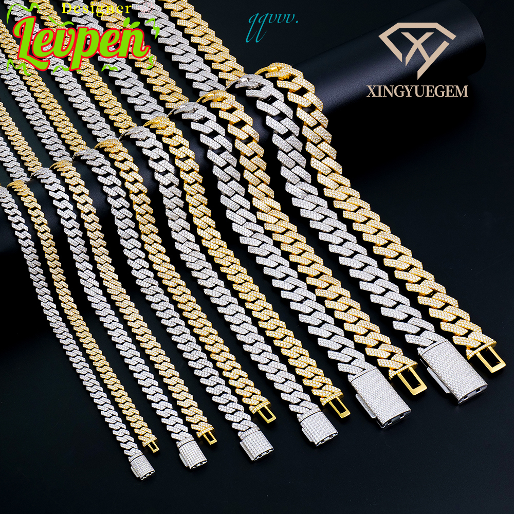 Silver Sterling Mens Hip 925 Hop Jewelry Vvs Iced Necklace 8-20mm Gra Certified Mossanite Moissanite Diamond Cuban Link Chain OACOCA