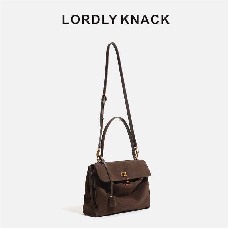 LORDLY KNACK designer bag light luxury soft suede casual tote bag high-quality vintage commute handbag for woman