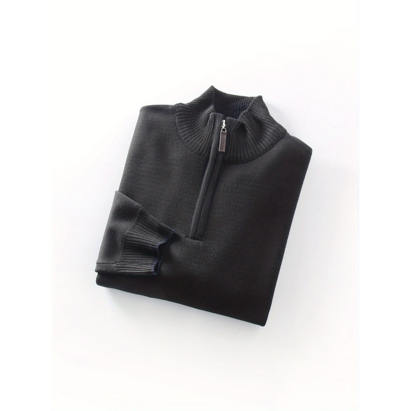 Autumn Long Sleeve Men's Youth Casual Sweater Zipper Collar Winter Knitted Base Shirt Warm Inner Wear