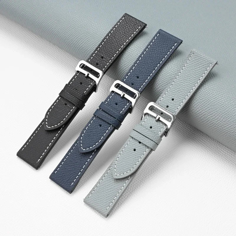Genuine Leather Strap Orange Green Universal Men Women Retro Cowhide Quick Release Replace Bracelet Watch Band Belt 18/20/22mm 250819