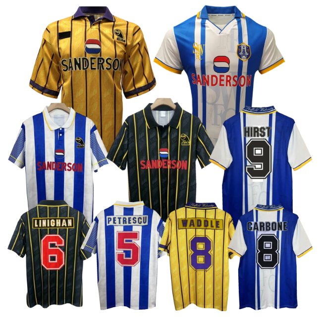 1993 1994 1995 ShEffIElD Wednesday retro soccer jerseys 93 94 95 1996 1997 Waddle Hirst PETRESCU vintage classic football shirts 666666