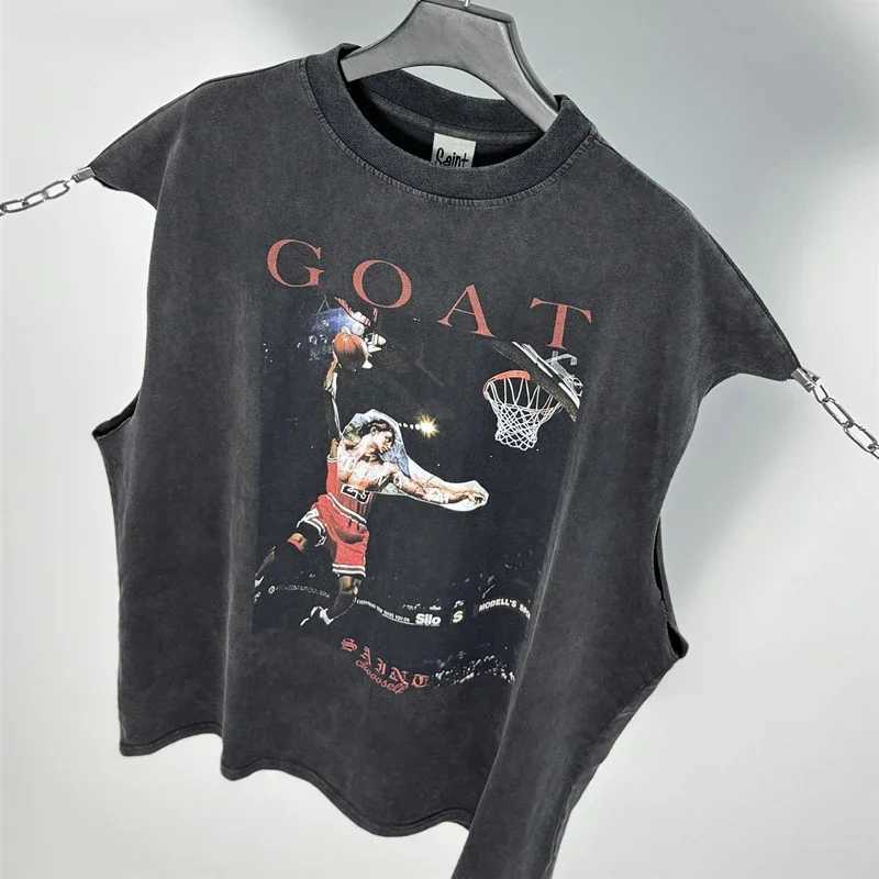 SAINT OF MICHAEL American Style Fashion Best Quality Tops Casual Summer 100% Cotton Loose Oversized Tops Vintage Vest For Men X250821