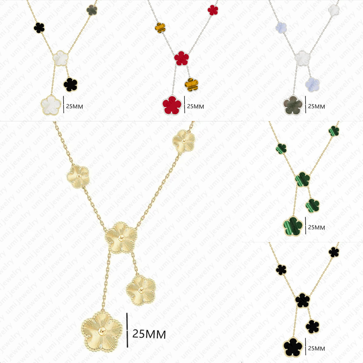 designer jewelry women necklace luxury necklace jewelry woman designer Bohemian different sizes flower 5 motif pendant clover necklace lucky charm necklace gift