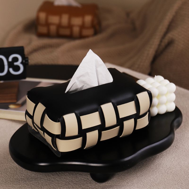 High Grade Woven Leather Tissue Box A New Style Tissue Holder With Modern Light Luxury Style Sense Of Premium Suitable For Bedrooms And Cars.