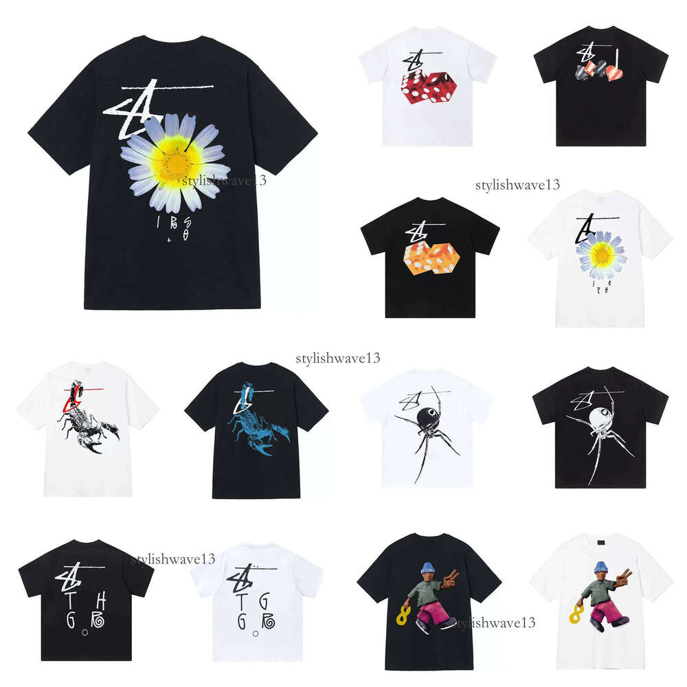 Mens stussyshirtlys Designer Cotton T Shirt Letter Print Graphic Tee Vintage Hip Hop Loose Sports Short Sleeve Tops Men Streewear Stushirts tshirts size S-X