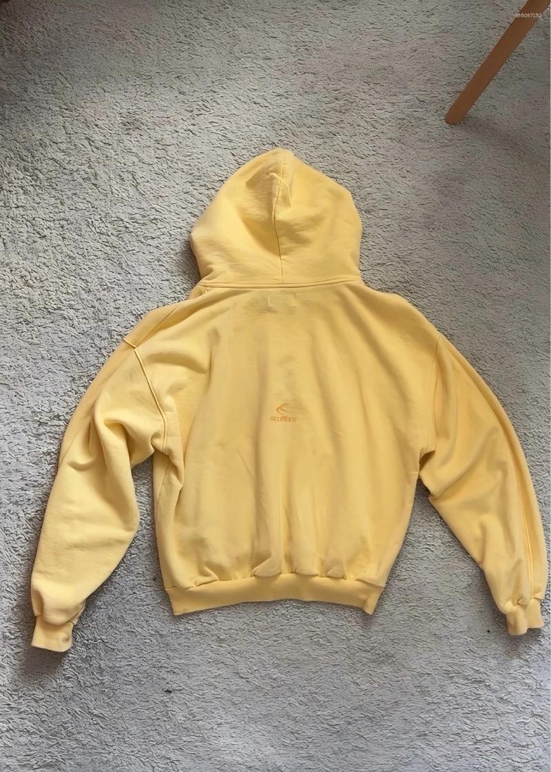 Men's Hoodies Simple Fresh Style Yellow Loose Sweatshirts Korean Harajuku Casual Cotton Comfort Fashion Long-Sleeves Anime