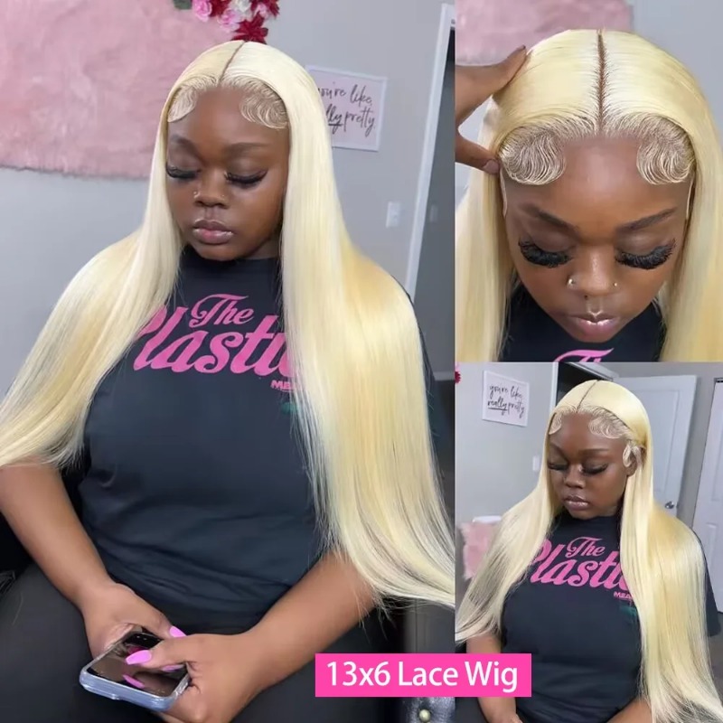 613 HD Lace Frontal Wig Blonde High Density HD Transparen Colored Straight Human Hair Wigs 13x4 HD Lace Frontal Wear And Go Wig For Black Women